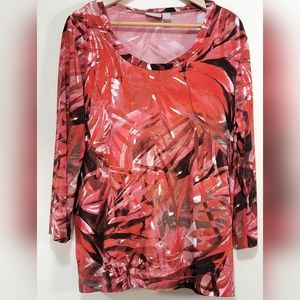 Womens Plus Size Chicos 3x Print Top Like New